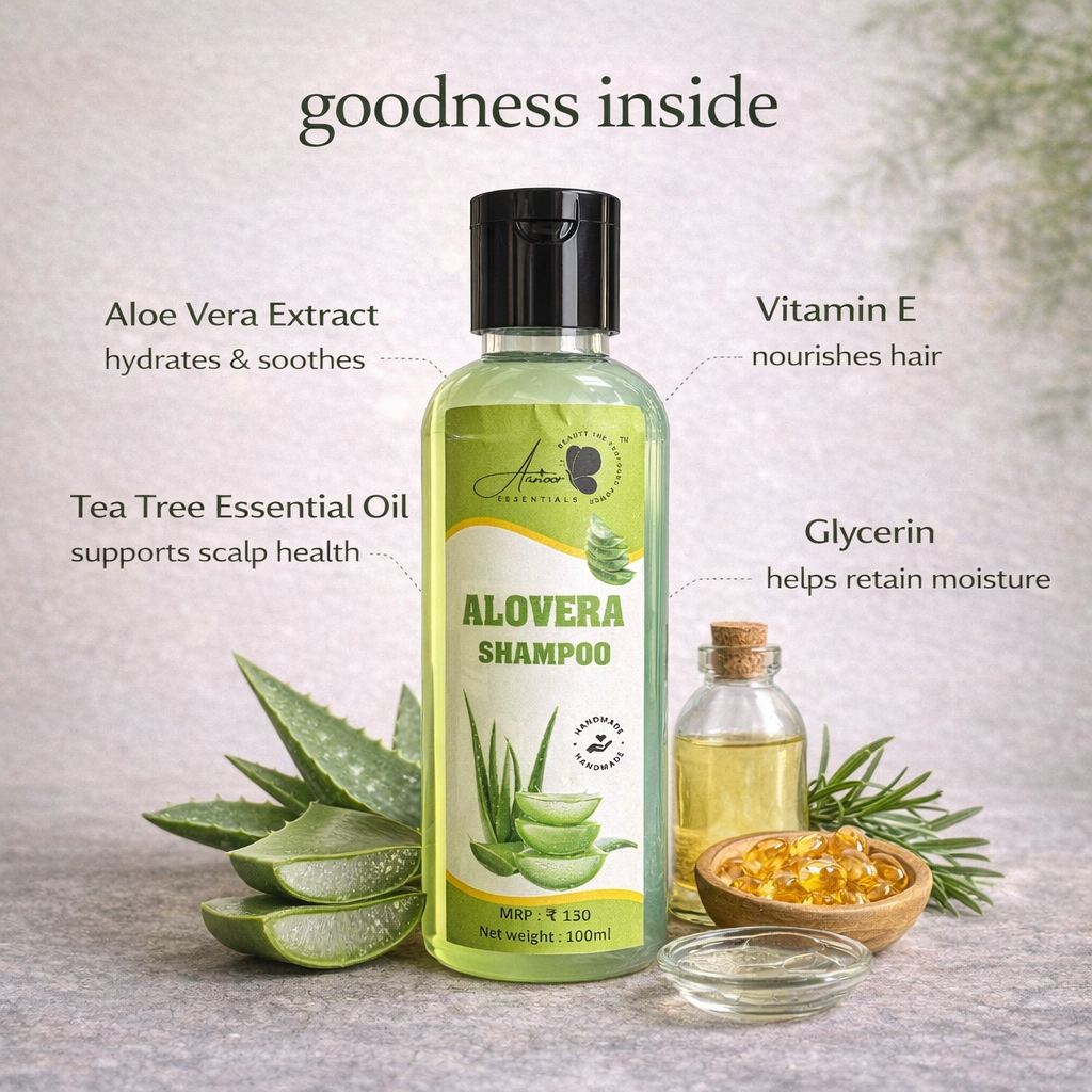 Aanoor Essentials Aloe Vera Shampoo – Hydrating & Soothing Hair Cleanser