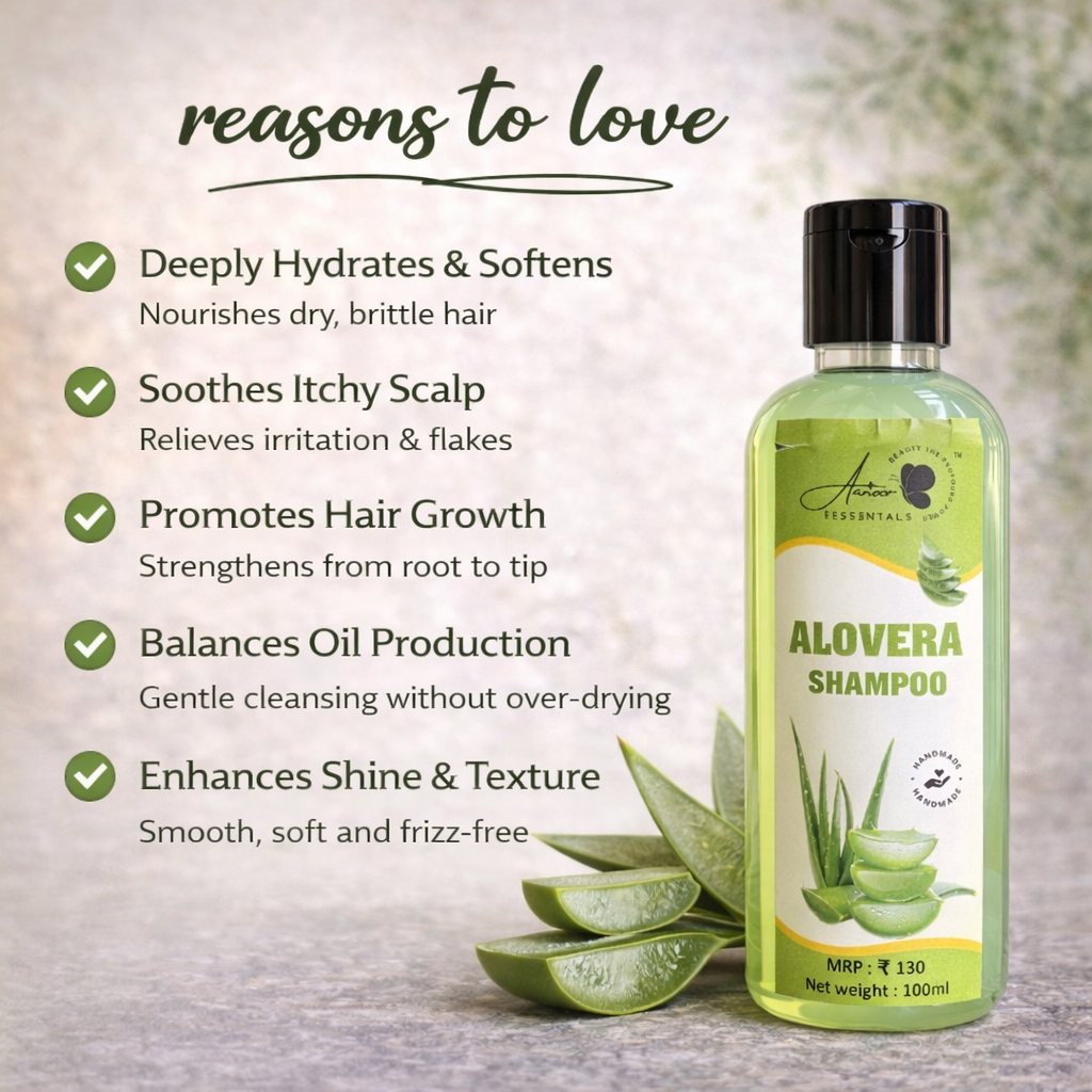 Aanoor Essentials Aloe Vera Shampoo – Hydrating & Soothing Hair Cleanser