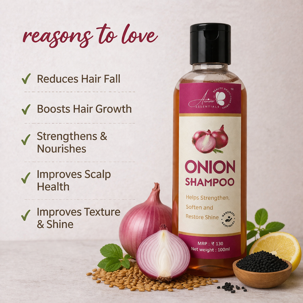 Aanoor Essentials Onion Shampoo – Anti Hair Fall & Growth Booster